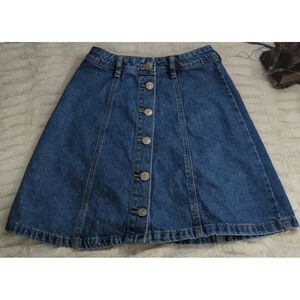 Divided Juniors Button Front Blue Jean Mini Skirt‎ Size 0